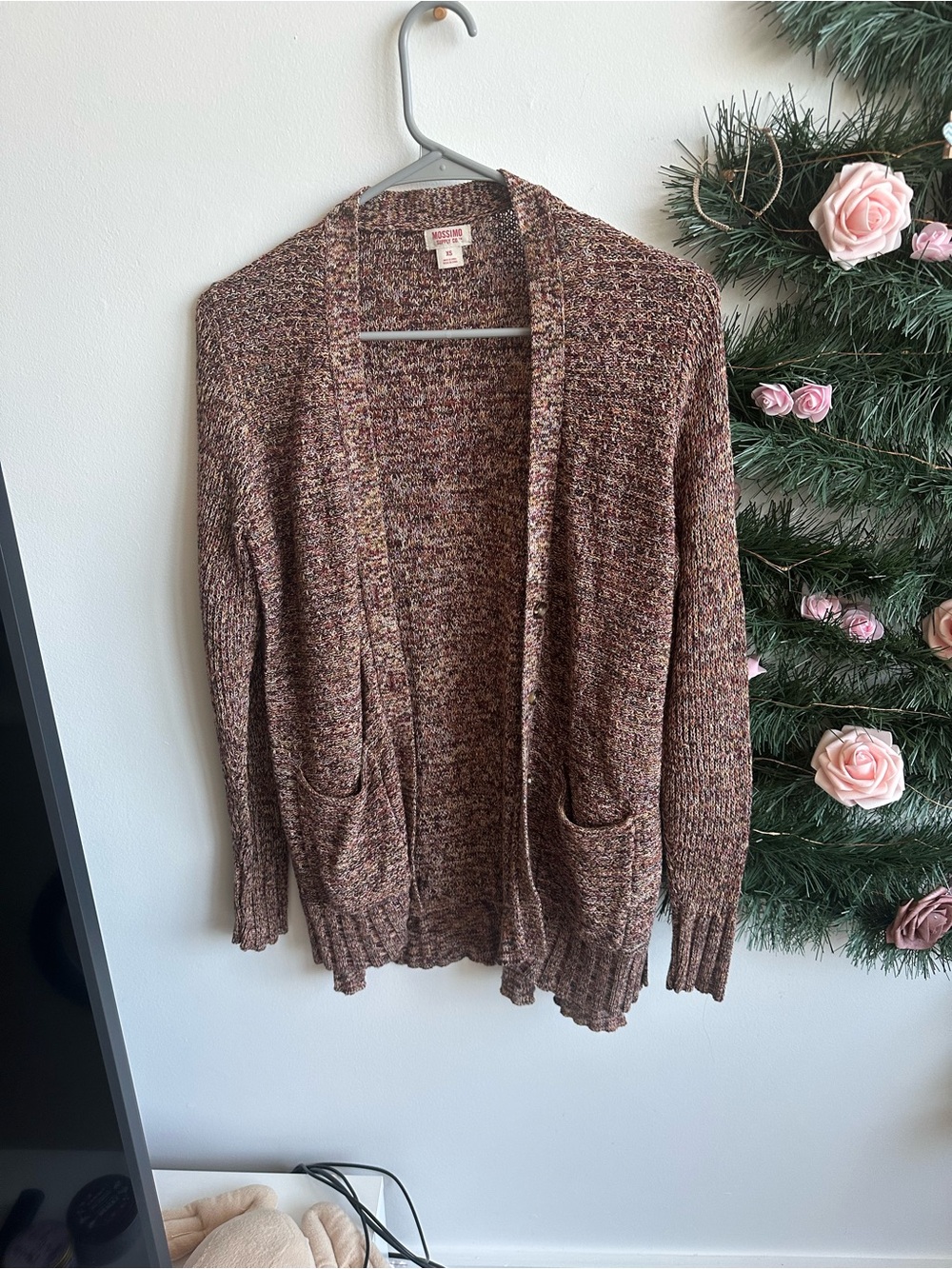 Mossimo Supply Co. Mixed Brown Open Cardigan with Pocketsrr